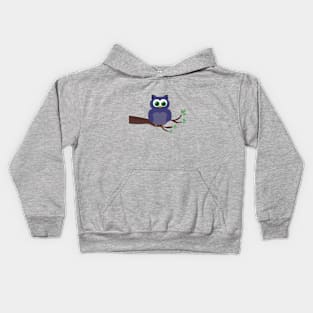 A Cute Owl Sitting on a branch Kids Hoodie